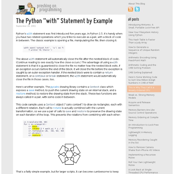 The Python “with” Statement by Example