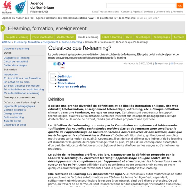 Qu'est-ce que l'e-learning?