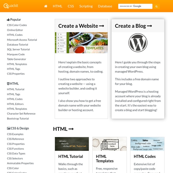 Free Web Tutorials - Quackit.com | Pearltrees