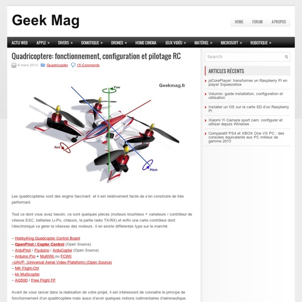 Quadricoptère: fonctionnement, configuration et pilotage RC