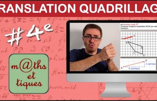 (4) Construire l'image d'une figure dans un quadrillage par une translation - Quatrième