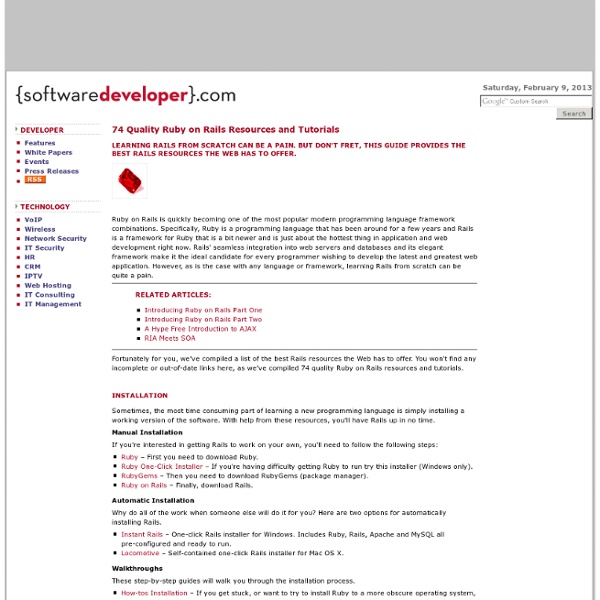 74 Quality Ruby on Rails Resources and Tutorials