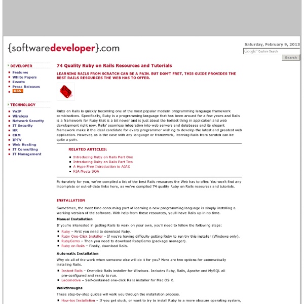 74 Quality Ruby on Rails Resources and Tutorials