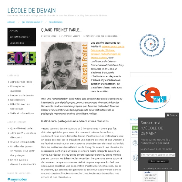 Quand Freinet parle…