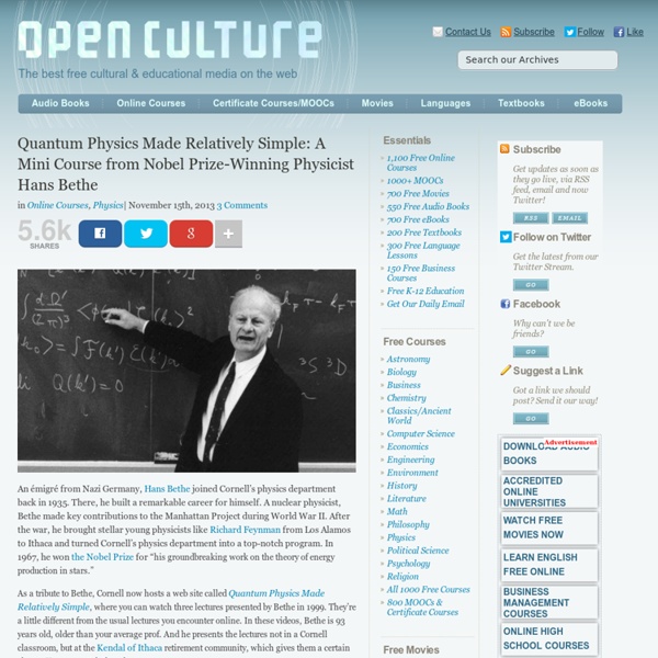 Quantum Physics Made Relatively Simple: A Mini Course from Nobel Prize-Winning Physicist Hans Bethe