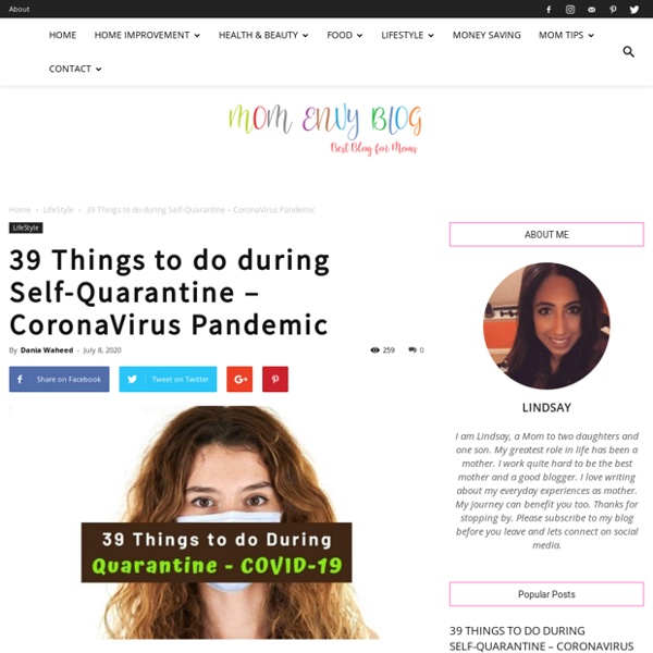 39 Things to do during Self-Quarantine - CoronaVirus Pandemic