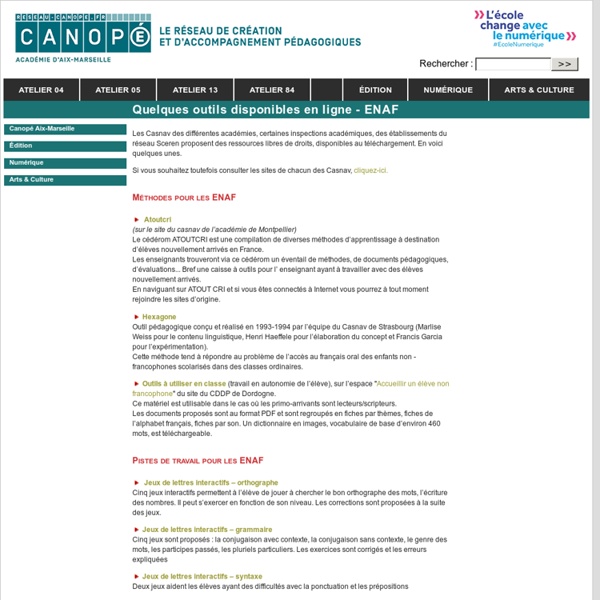 Quelques outils disponibles en ligne - ENAF - Canopé - académie d'Aix-Marseille