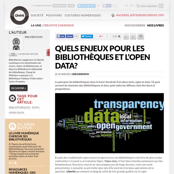 Quels enjeux pour les bibliothèques et l’open data?