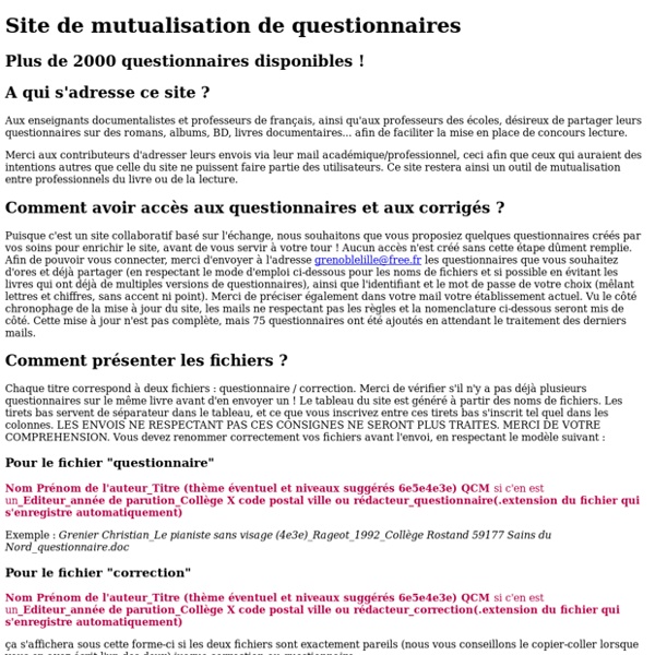 Questionnaires de lecture