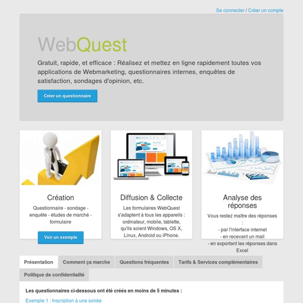 WebQuest - Logiciel de création de questionnaires, sondages et formulaires sur internet
