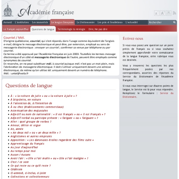 Langue française-Questions de langue