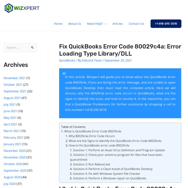 QuickBooks Error Code 80029c4a: How to Fix 1(855 441 4417)