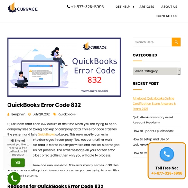 QuickBooks Error Code 832 and best possible ways to fix error