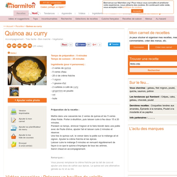 Quinoa au curry : Recette de Quinoa au curry