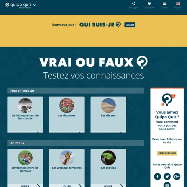 Quipo Quiz : jeux-questionnaires vrai ou faux