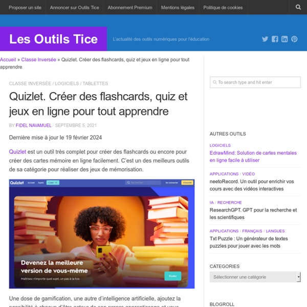 Quizlet. Créer des flashcards, quiz et jeux en ligne pour tout apprendre