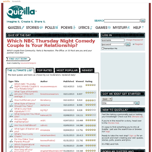 Create Your own Quizzes, Stories, Polls, Lyrics, Poems, Journals and More at Quizilla