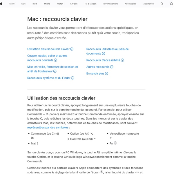 Mac : raccourcis clavier - Assistance Apple