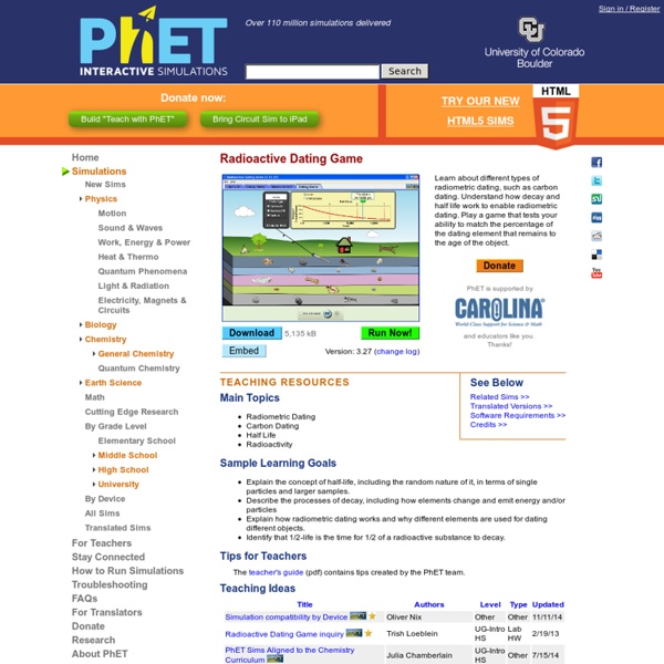 PhET Lab: Radioactive Dating Game