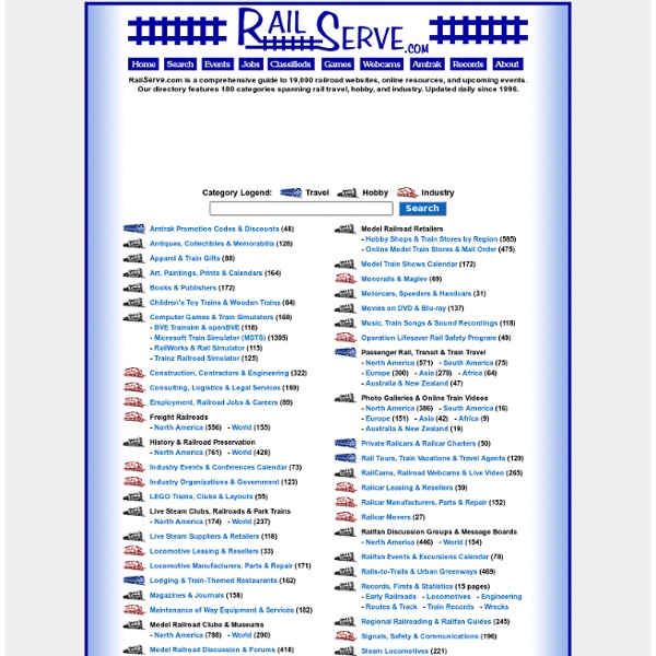 RailServe.com Railroad Links Directory: Rail Travel, Hobby & Industry