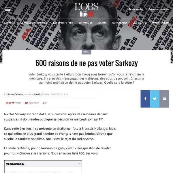 600 raisons de ne pas voter Sarkozy