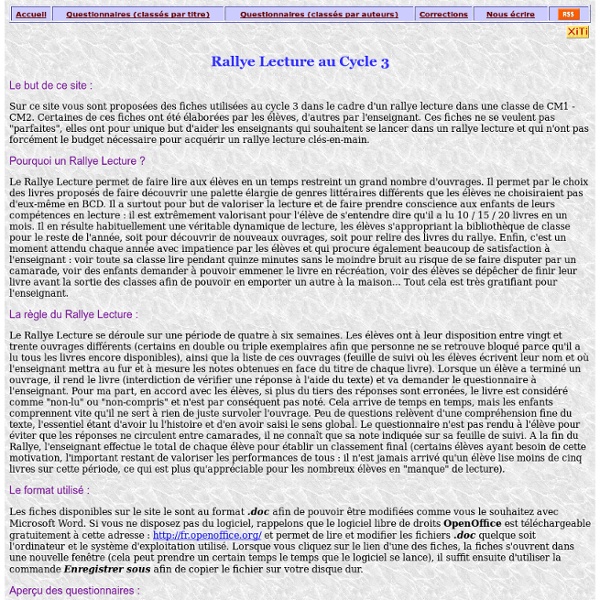 Rallye lecture Cycle 3
