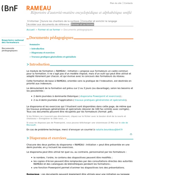 RAMEAU : formation et tutoriel