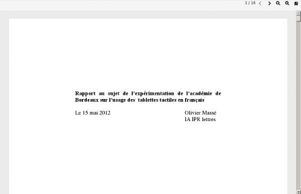 Rapport d'expérimentation (Académie de Bordeaux)