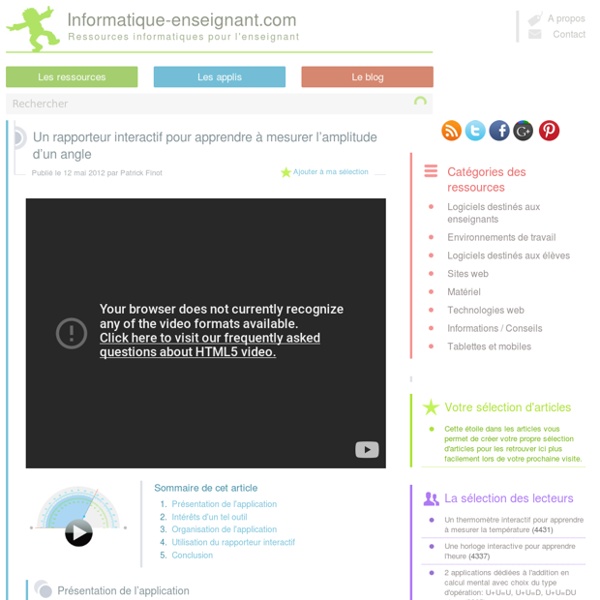 Rapporteur didactique pour apprendre à mesurer l'amplitude d'un angle