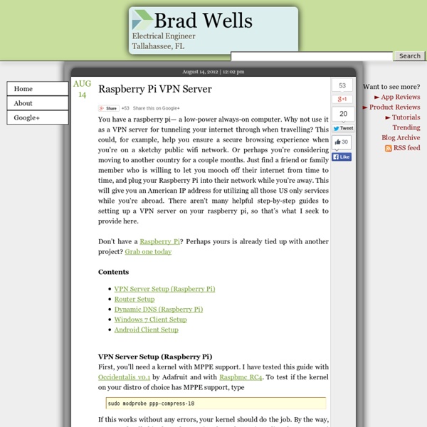 Raspberry Pi VPN Server - Brad Wells