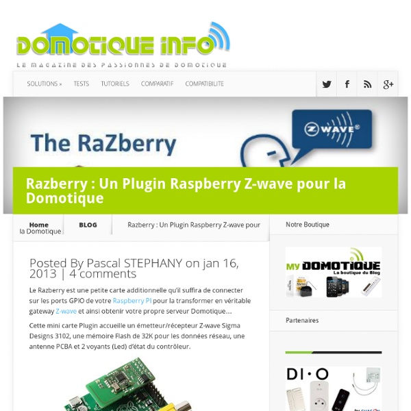 Razberry : UnPlugin Raspberry Z-wave pour la Domotique