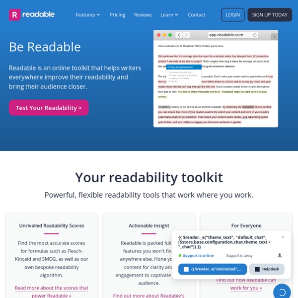 Readability-Score.com - Free Online Readability Calculator - Flesch Kincaid, Gunning Fog and more ...