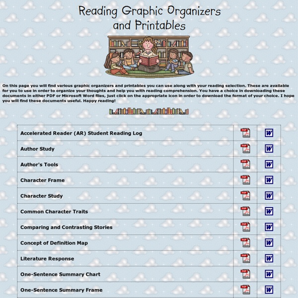 Reading Graphic Organizers and Printables