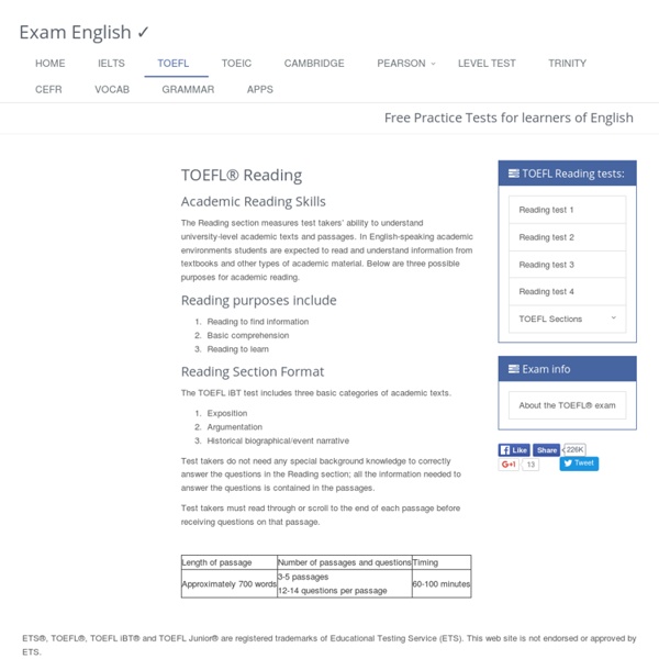 TOEFL reading : free practice exercises from Exam English