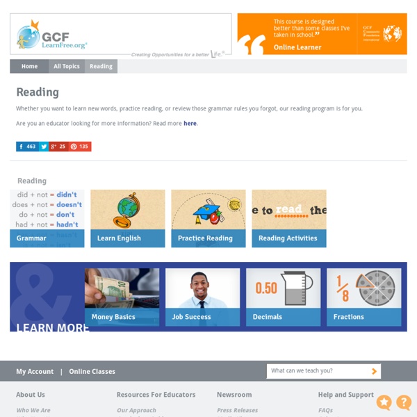 Free Reading Tutorials at GCFLearnFree