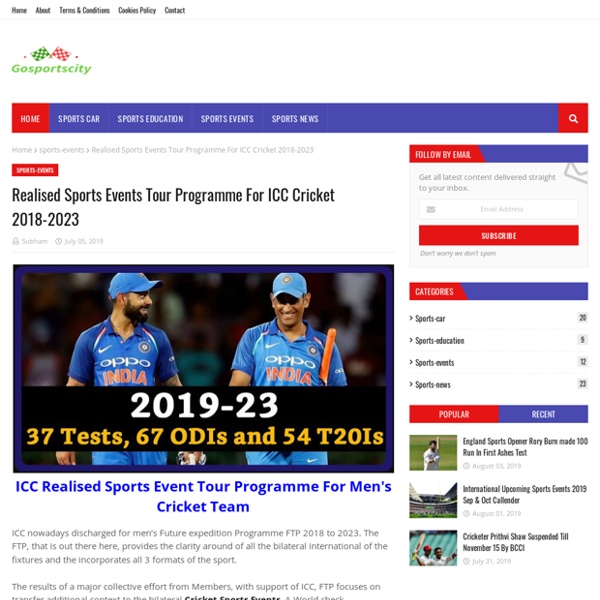 Realised Sports Events Tour Programme For ICC Cricket 2018-2023