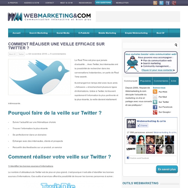 Comment réaliser une veille efficace sur Twitter ? #7WebCom  Pearltrees