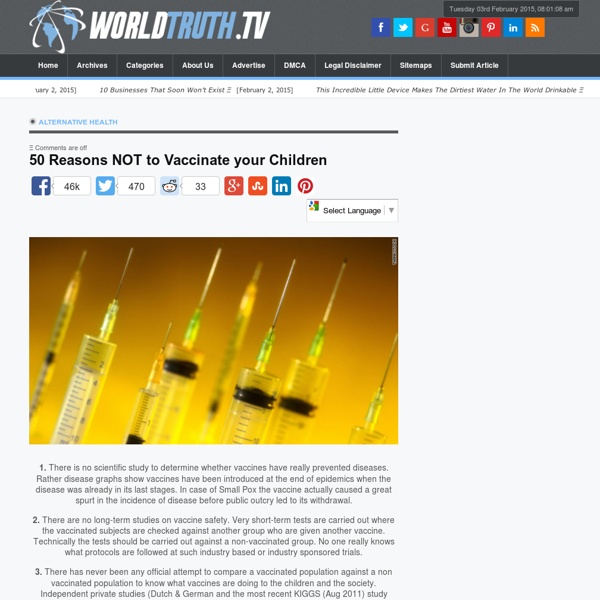 50 Reasons NOT to Vaccinate your Children