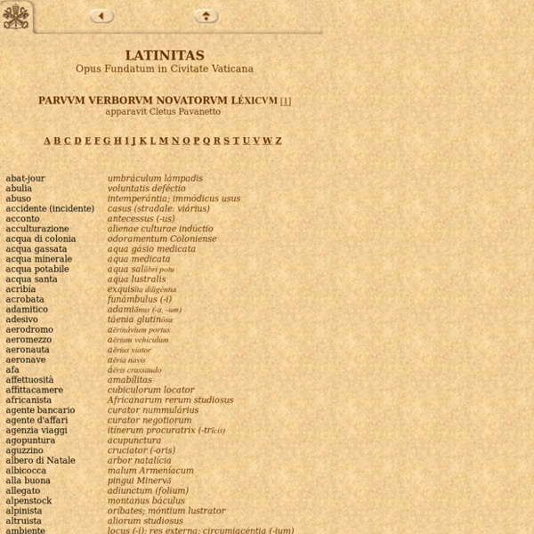 Lexicon Recentis Latinitatis, parvum verborum novatorum Léxicum