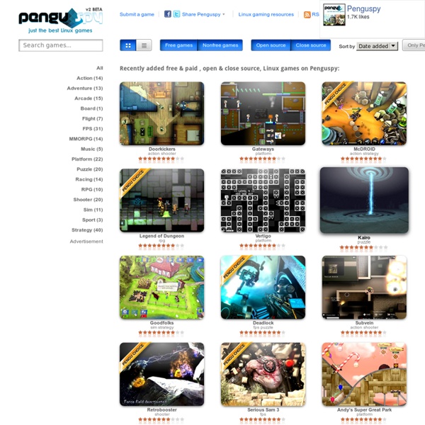 Recently added free & paid , open & close source, Linux games on Penguspy