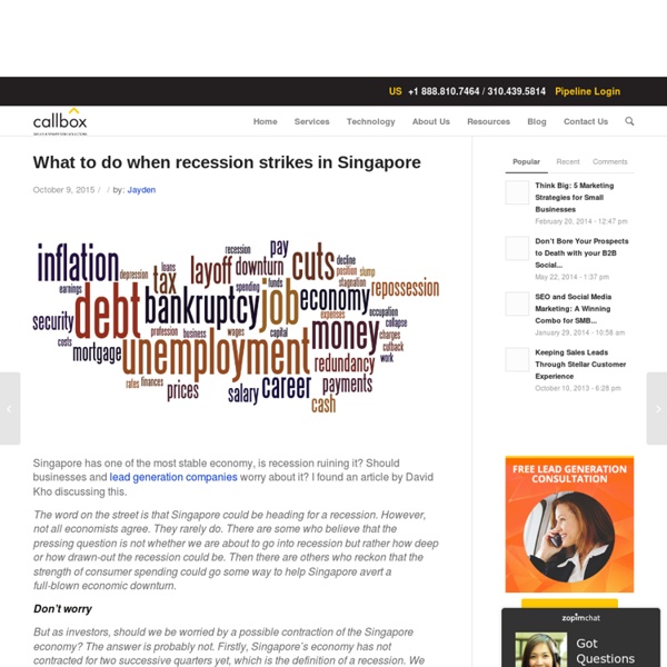What to do when recession strikes in Singapore