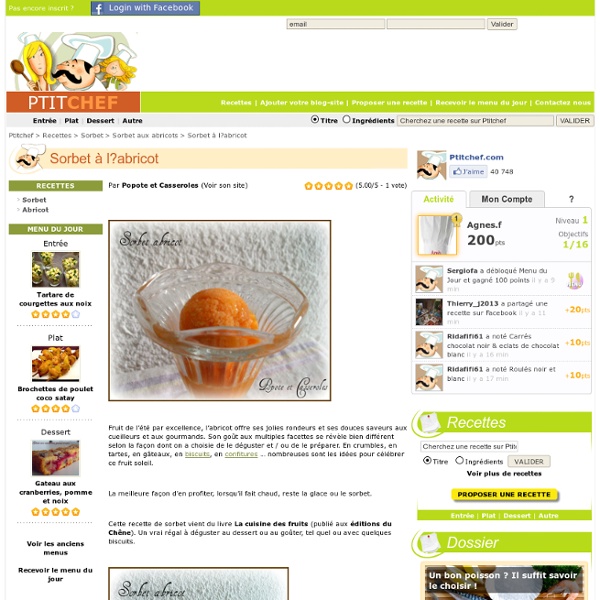 Recette Sorbet à l?abricot par Popote et Casseroles