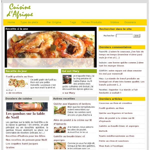 Recettes de cuisine. Recettes de cuisine d'Afrique