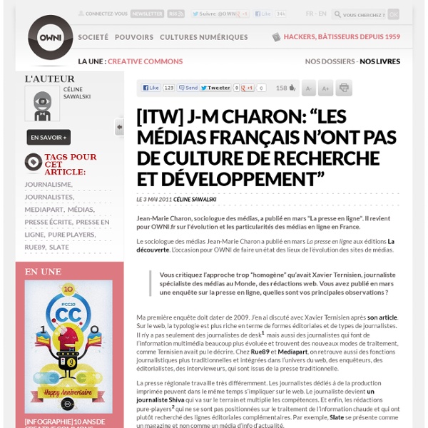 [ITW] J-M Charon: “Les médias français n’ont pas de culture de recherche et développement”