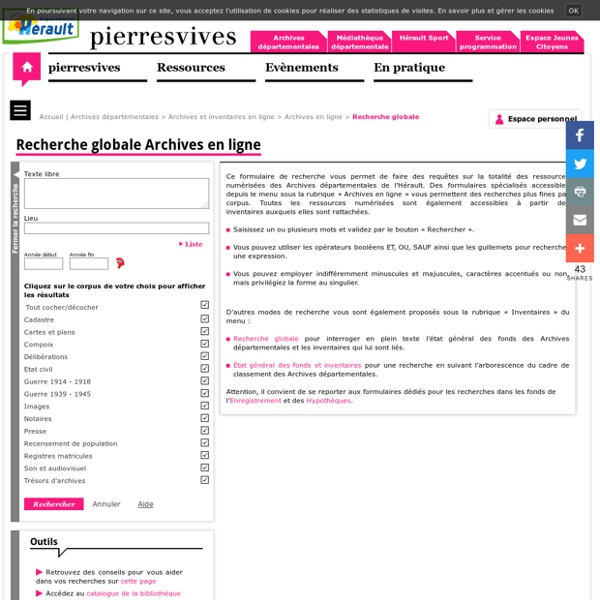 Archives Départementales de l'Hérault - Archives et inventaires en ligne