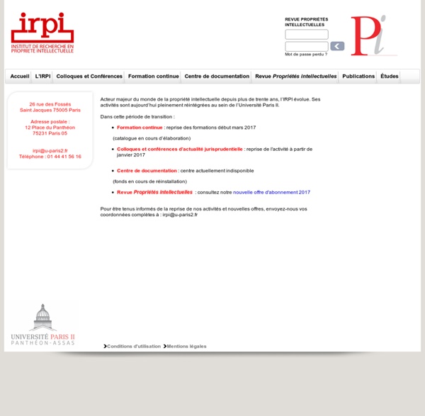 IRPI Institut de Recherche en Propriété Intellectuelle