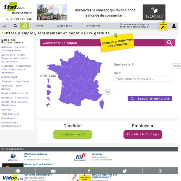 Emploi : Offre d'emploi - Recherches d'emploi - Dépôt de CV - Recrutement - Interim - 1TAF