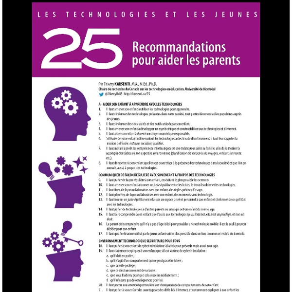 25 recommandations pour aider les parents