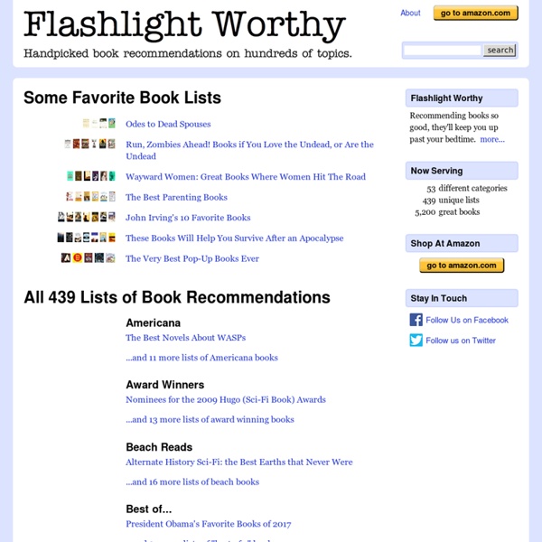 Lists of Great Book Recommendations from Flashlight Worthy