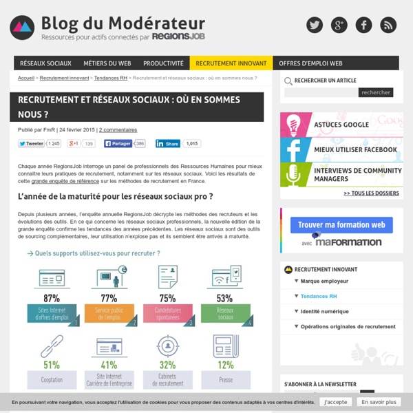 Recrutement et réseaux sociaux : où en sommes nous ?